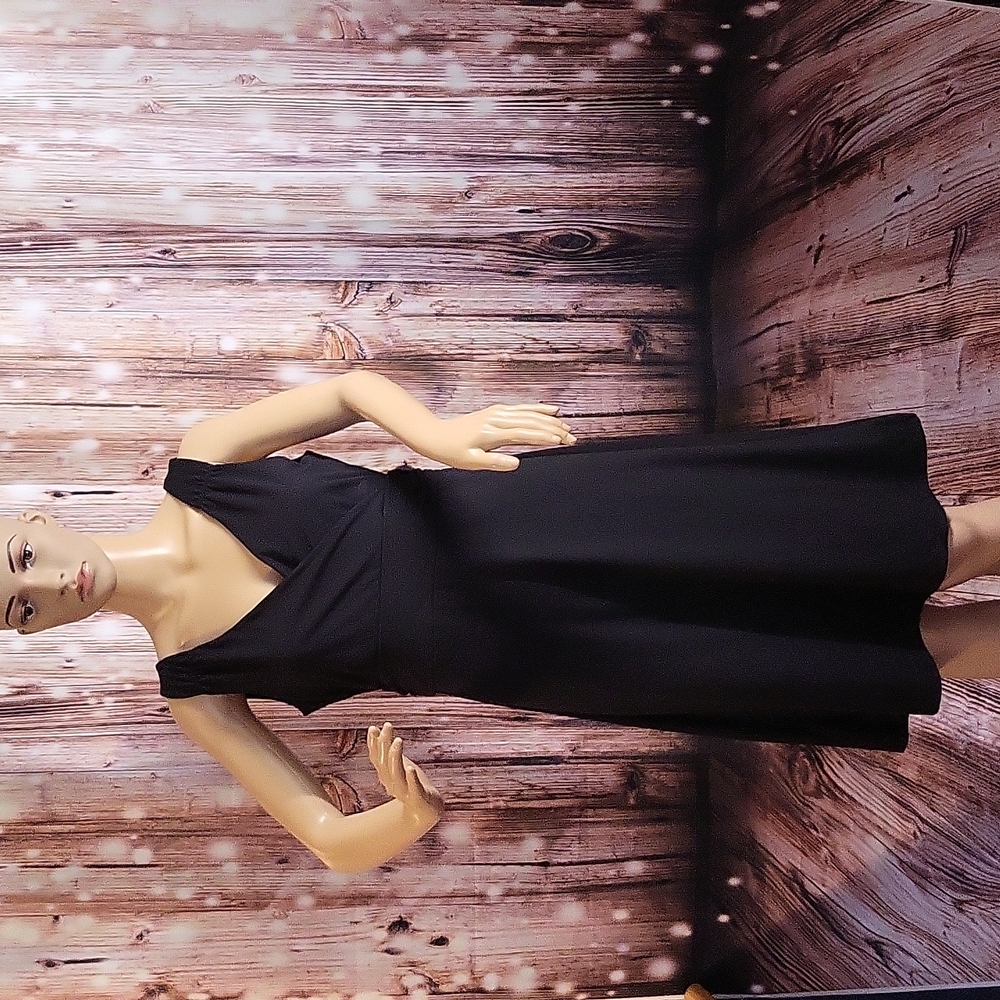 Eddie Bauer Travex Black Stretch Jersey Midi Dress Size M